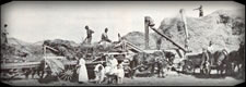 Sorensen family working with horses in early Wyoming